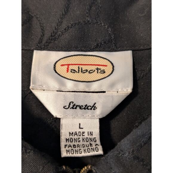 Black Cotton Stretch Full Zip Soutache Top Stitch Design Unlined Jacket Sz L - Picture 4 of 9